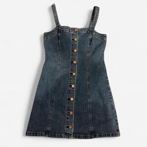 GAP Women's Blue Denim Button-Front Dress